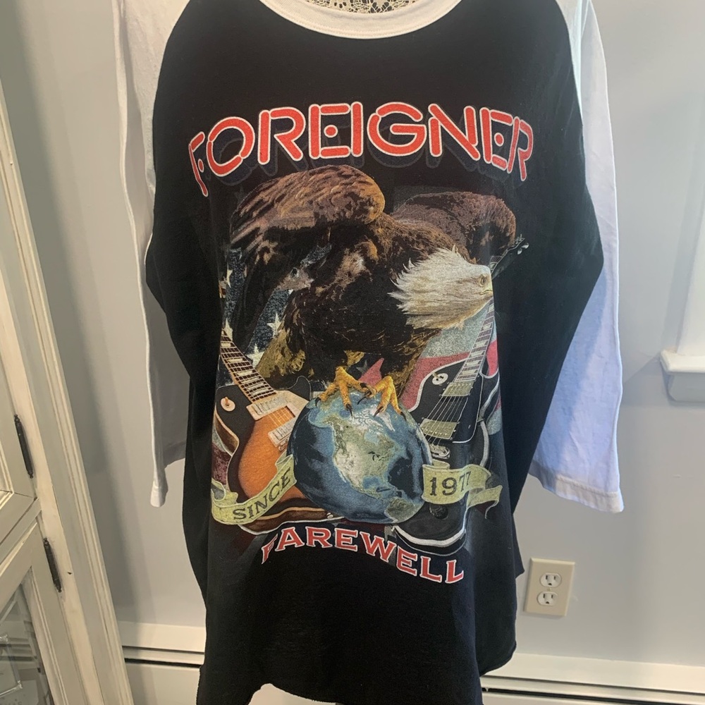 Tultex Black and White Foreigner Farewell Concert Tour Jersey 3/4 Sleeves - Picture 9 of 10